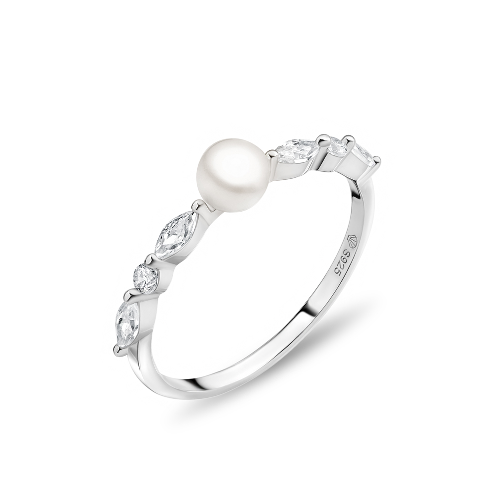 Inel argint cu perla naturala alba si cristale DiAmanti SK25486R_W-G Inel argint cu perla naturala alba si cristale DiAmanti SK25486R_W-G